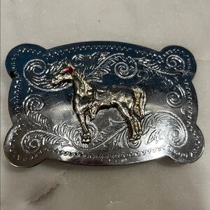 Vintage Imperial Hebillas Silver Horse Belt Buckle